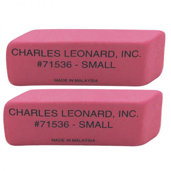 Charles Leonard Small Natural Rubber Pink Wedge Eraser, 36 Per Pack, 2 Packs
