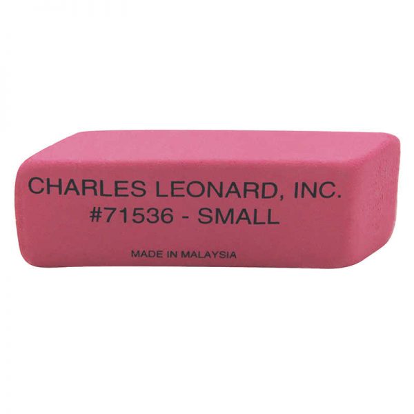 Charles Leonard Natural Rubber Wedge Pink Erasers, Small, Box of 36