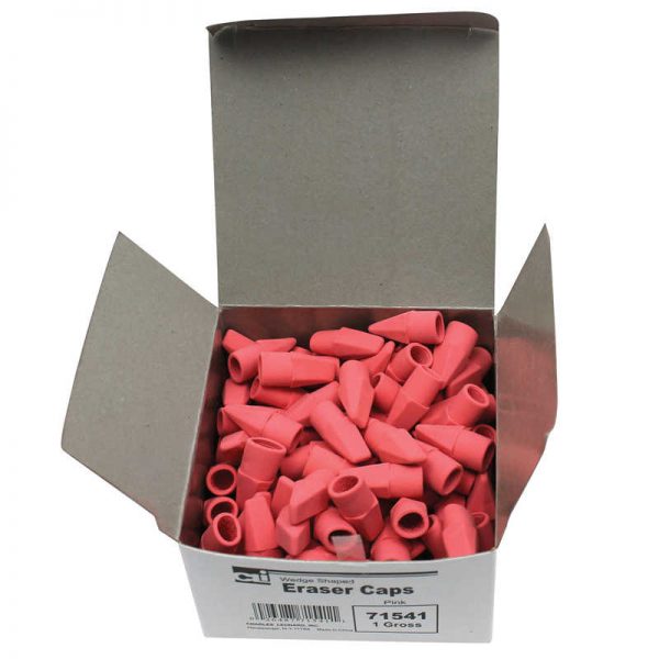 Charles Leonard Pencil Eraser Caps, Pink, 144/Box
