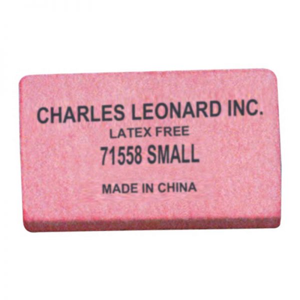 Charles Leonard Eraser, Synthetic, Latex Free, Block Shape, Small, Pink, Box of 80