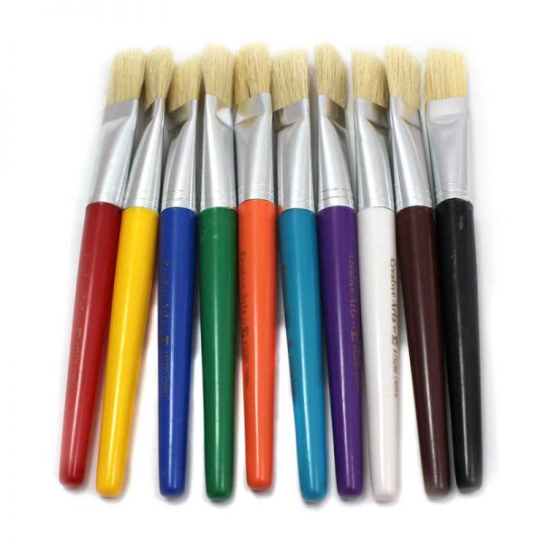 Charles Leonard Brushes - Stubby Flat - Yl Bk Rd Pu Wh Bl Or Gr Br