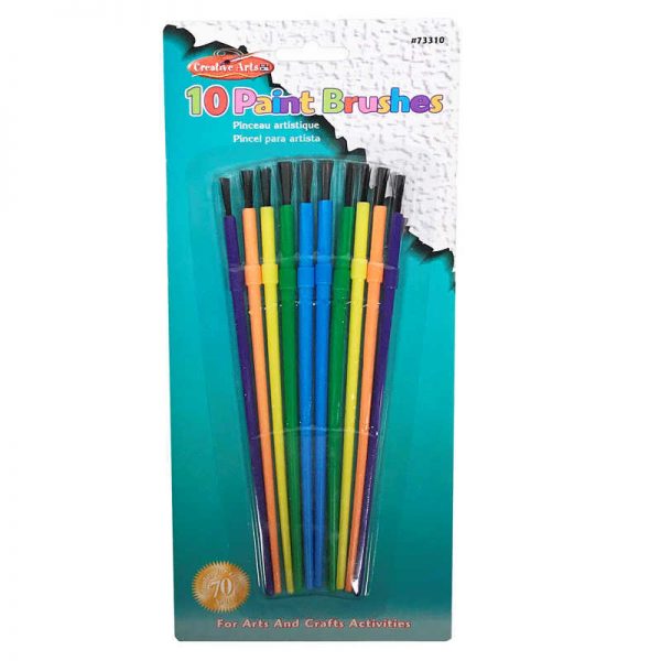 Charles Leonard Creative Arts by Charles Leonard Plastic Artist Brushes, Assorted Sizes & Colors, 10/Pack