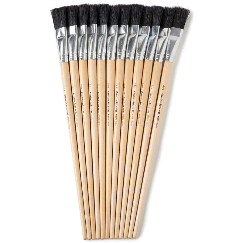 School Smart Black Bristle Paint Brushes, Long Handle, 3/4 Inch