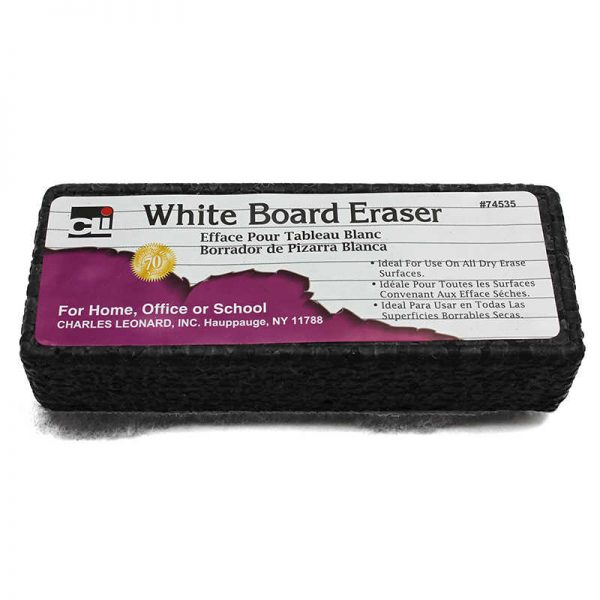 Charles Leonard Eraser, Whiteboard, Felt/Foam, Gray and Black, 1 Eraser