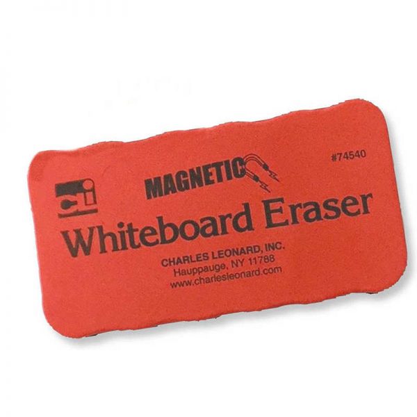 Charles Leonard Magnetic Whiteboard Eraser, Red/Black, 12 Per Pack