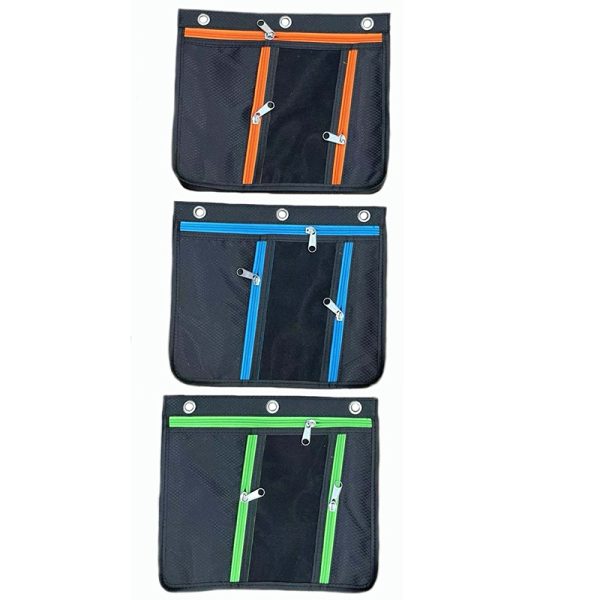 Charles Leonard, Inc. Expanding Pencil Pouch, 3 Pocket, 11"W x 9.5"H x 1"D, Assorted Colors, Set of 24