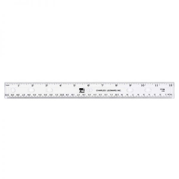 Charles Leonard Plastic Ruler, Double Bevel, 12 Inches, Clear