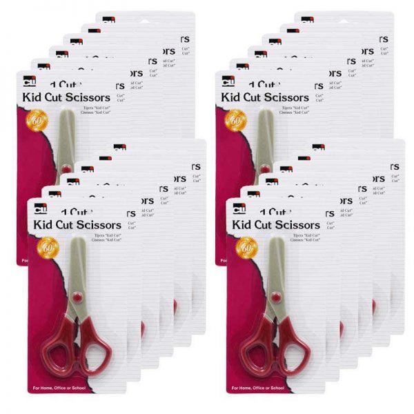 Charles Leonard Kid Cut Plastic Scissors in Assorted Colors, Pack of 24
