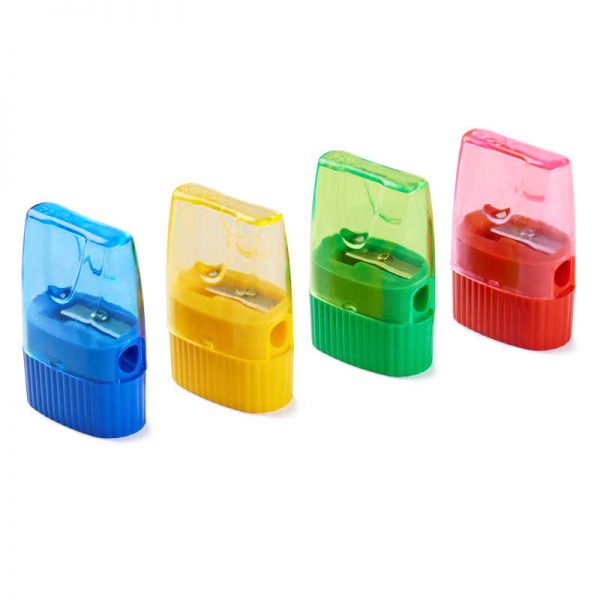 Charles Leonard Pencil Sharpener with Shaving Receptacle and Cone Shape, Assorted Colors