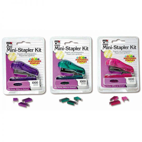 Charles Leonard Mini Stapler Kit with 1000 Color Staples, Assorted Transparent Colors