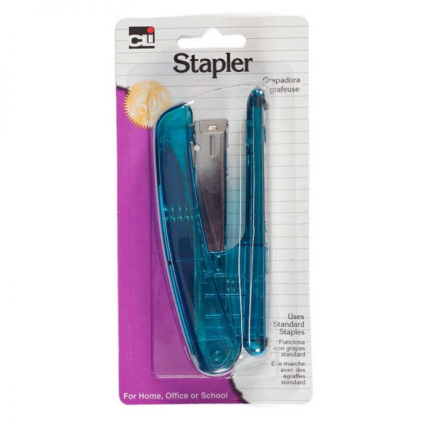 Charles Leonard Lightweight Transparent Plastic Stapler, Half Strip, Opens for Tacking, Assorted Colors