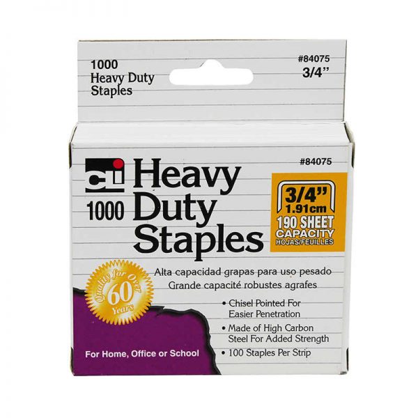 Charles Leonard Heavy Duty Staples, 3/4 Inch Leg Length, Carbon Steel, Silver, 1000/Box