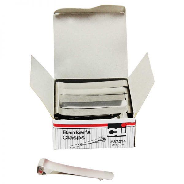 Charles Leonard Bankers Clamp, Small, 3-1/4" Length, Pack of 36