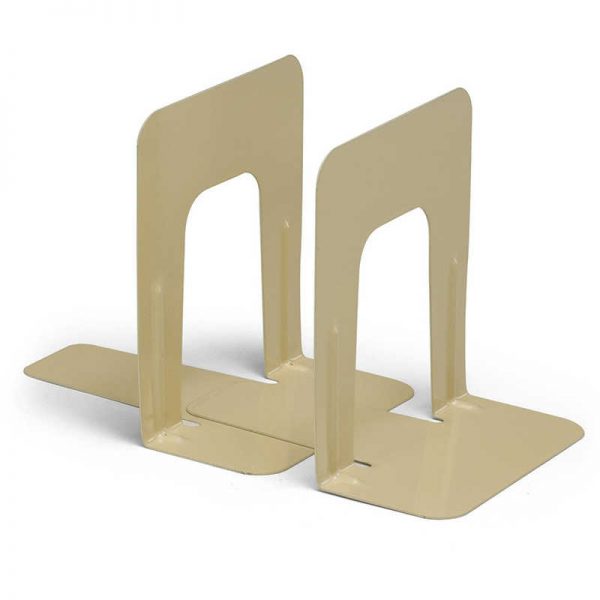 Charles Leonard Bookends with Non-Skid Base, 9" Steel, Tan, 1 Pair