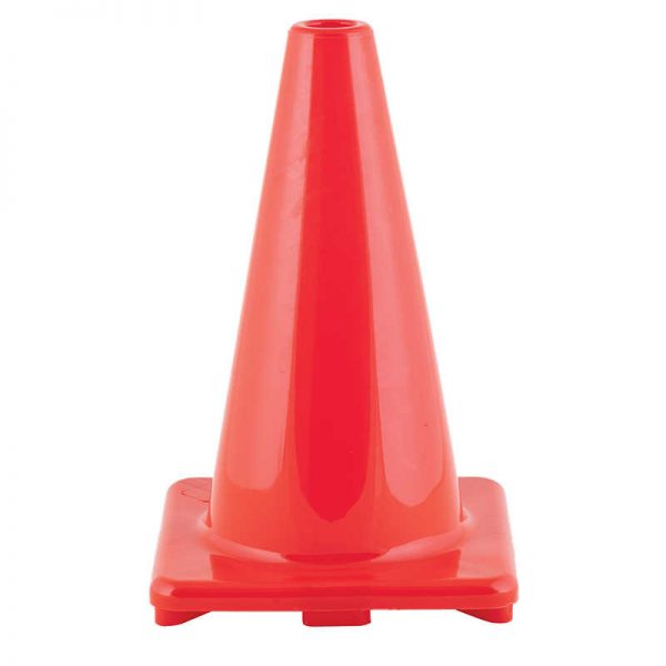 Champion Sports Hi-Visibility Flexible Vinyl Cone, weighted, 12",Orange