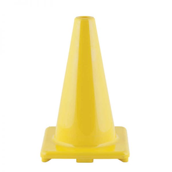Champion Sports Hi-Visibility Flexible Vinyl Cone, weighted, 12", Yellow
