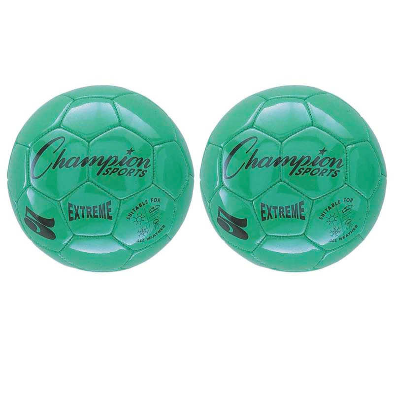 TeachersParadise Champion Sports Extreme Soccer Ball, Size 5, Green, Pack of 2 CHSEX5GN2