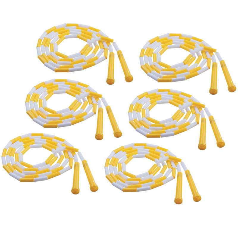 Champion Sports Plastic Segmented Jump Rope 8', Yellow & White, Pack of 6