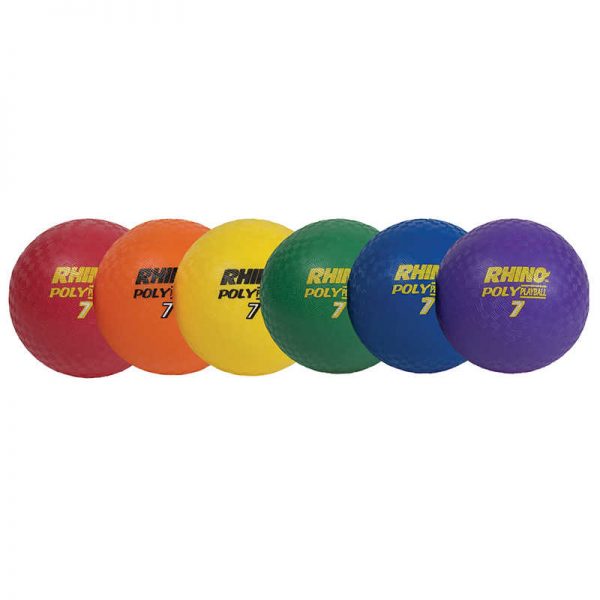 Champion Sports Rhino® Poly 7" Playground Ball Set, Assorted Colors, Set of 6