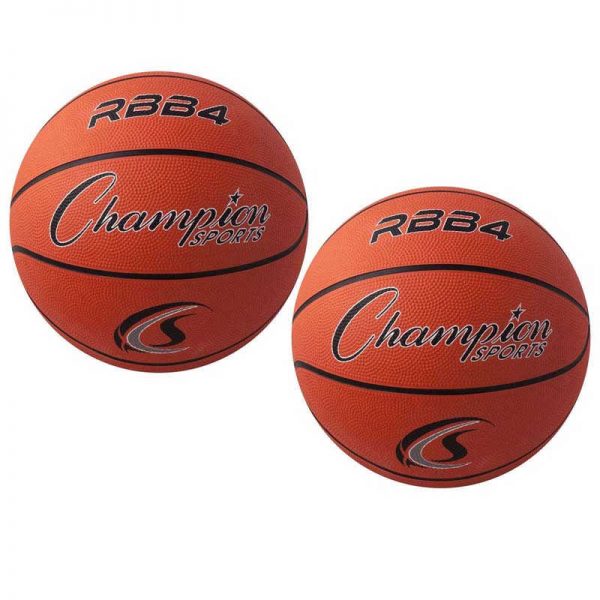 Champion Sports Intermediate Rubber Basketball, Size 6, Orange, Pack of 2