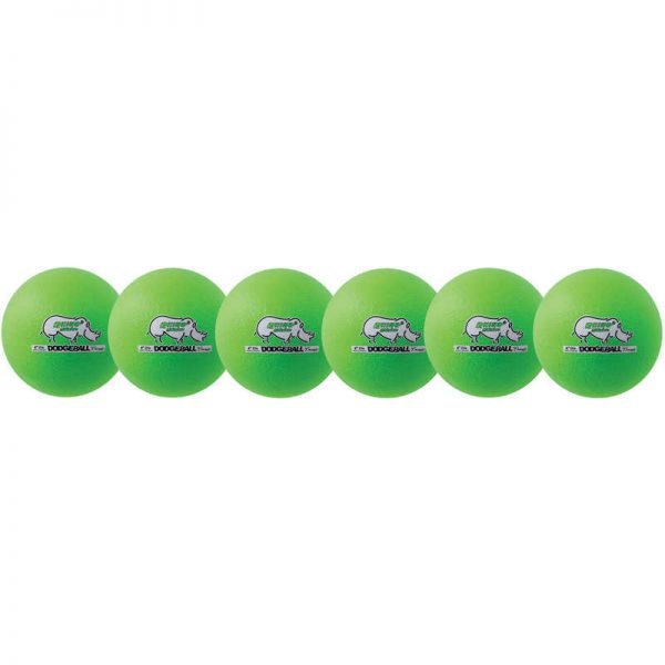 Champion Sports Rhino Skin® 6-Inch Low Bounce Dodgeball Set, Neon Green, Set of 6
