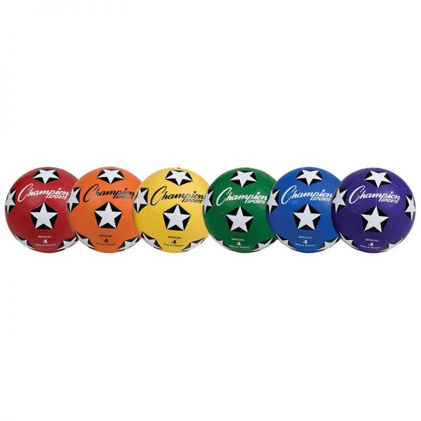 Champion Sports Rubber Cover Soccer Ball, Size 4, Set of 6