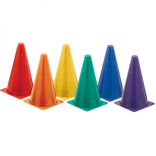 Champion Sports High Visibility Plastic Cone Set, Assorted Fluorescent Colors, Set of 6