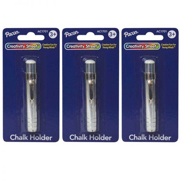 Pacon® Chalk Holder, Assorted, Aluminum, 3-1/2" x 1/2", Pack of 3