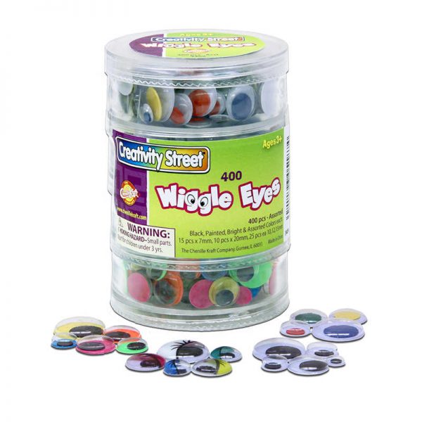 Creativity Street® Wiggle Eyes Storage Stacker, Round Assorted Black, Painted & Bright, Assorted Sizes, 400 Pieces