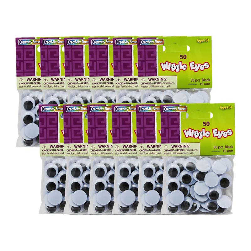 TeachersParadise Creativity Street® Wiggle Eyes, Black, 15 mm, 50 Per