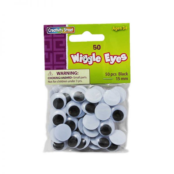 Creativity Street® Wiggle Eyes, Black, 15 mm, 50 Pieces