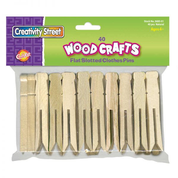 Creativity Street® Flat Slotted Clothespins, Natural, 3.75", 40 Pieces