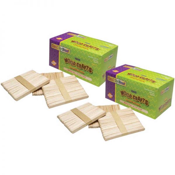 Creativity Street® Regular Craft Sticks, Natural, 4-1/2" x 3/8", 1000 Pieces Pack, 2 Packs