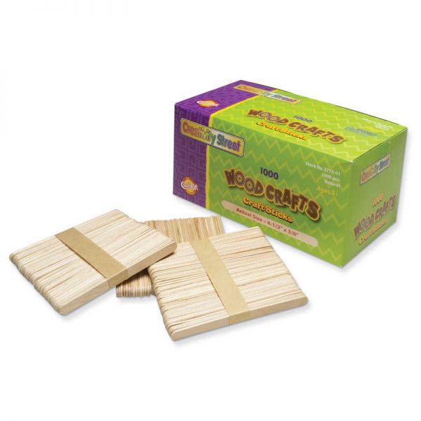 Creativity Street® Regular Craft Sticks, Natural, 4-1/2" x 3/8", 1000 Pieces