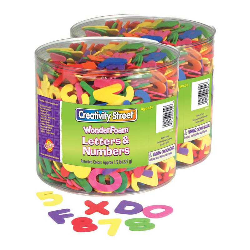 Creativity Street® WonderFoam® Craft Tub, Letters and Numbers, Assorted Sizes, 1/2 lb. Per Tub, 2 Tubs