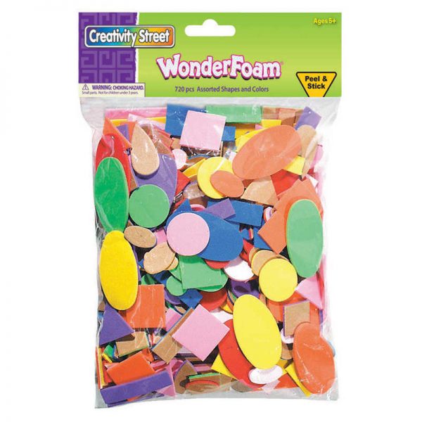 Creativity Street® WonderFoam® Peel & Stick Shapes, Assorted Shapes, Colors & Sizes, 720 Pieces