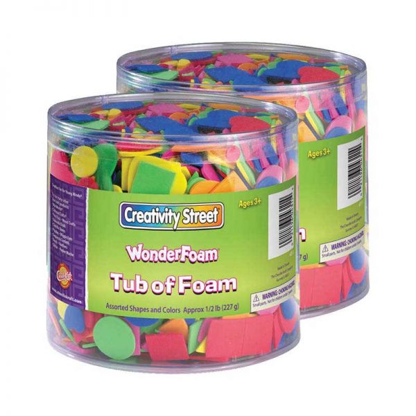 Creativity Street® WonderFoam® Craft Tub, Foam Shapes, Assorted Sizes, 1/2 lb. Per Pack, 2 Packs