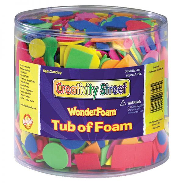 Creativity Street® WonderFoam® Craft Tub, Foam Shapes, Assorted Sizes, 1/2 lb.