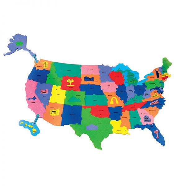 WonderFoam® Giant USA Puzzle Map, 4' x 2-1/2', 73 Pieces