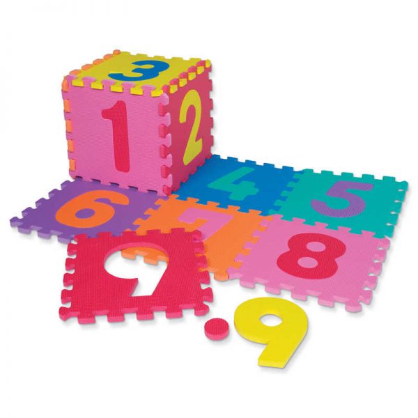 WonderFoam® Numbers Puzzle Mat, Assorted Colors, 10" x 10", 20 Pieces/10 Squares