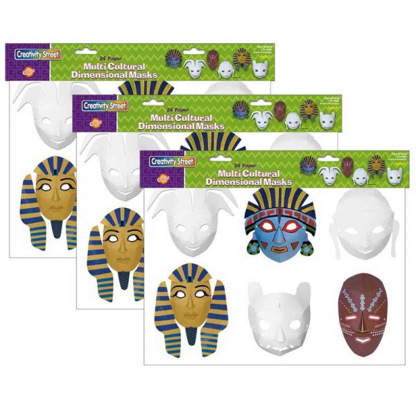 Creativity Street® Die-Cut Paper Masks, Multi-Cultural Assortment, Assorted Sizes, 24 Per Pack, 3 Packs
