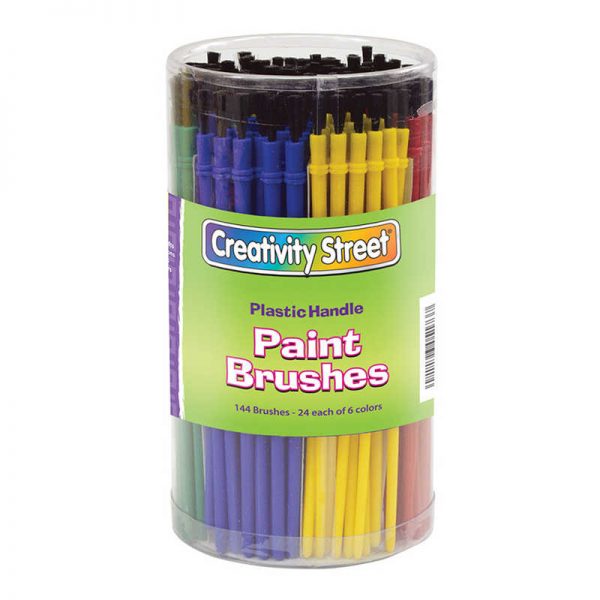 Creativity Street® Plastic Handle Brush Classroom Pack, Economy Brushes, 7" Long, 144 Brushes