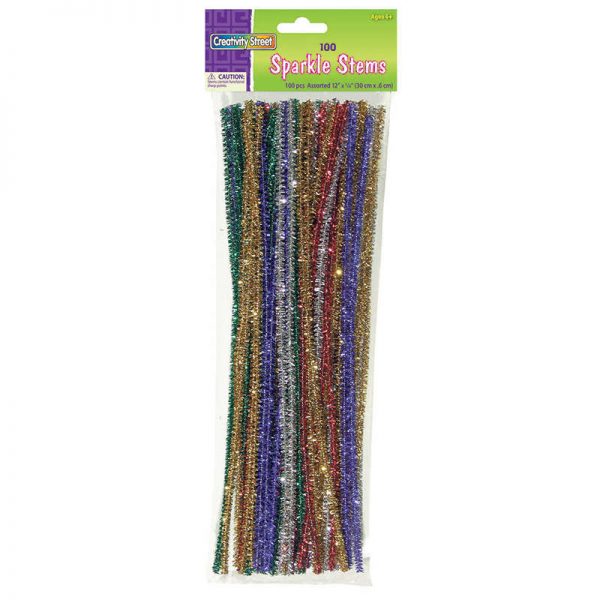Creativity Street® Jumbo Sparkle Stems, Assorted Colors, 12" x 6 mm, 100 Pieces
