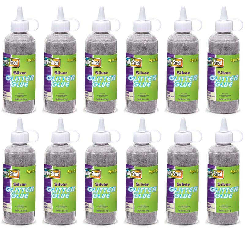 Creativity Street® Glitter Glue, Silver, 4 fl. oz., 12 Bottles