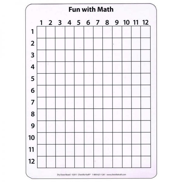 Pacon® Math Whiteboard, 1-Sided, 12x12 Grid, 9" x 12", 10 Boards