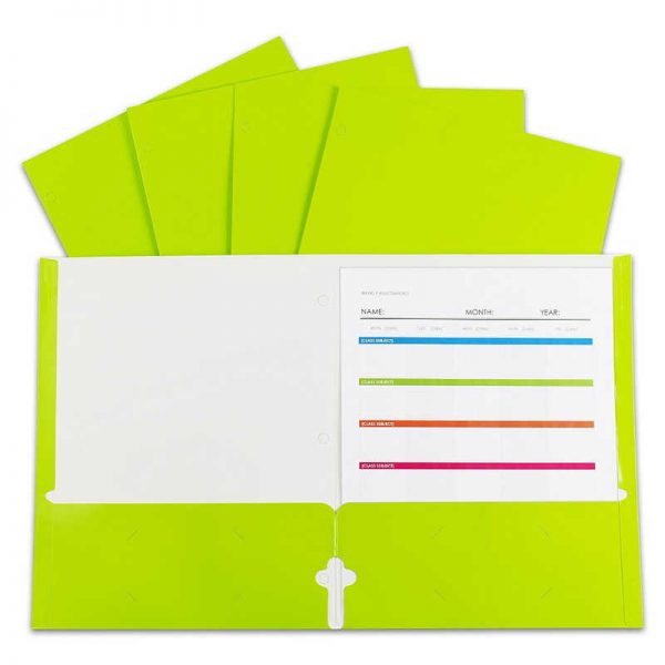 C-Line® 2-Pocket Laminated Paper Portfolios with 3-Hole Punch, Green, Box of 25