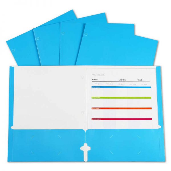 C-Line® 2-Pocket Laminated Paper Portfolios with 3-Hole Punch, Blue, Box of 25
