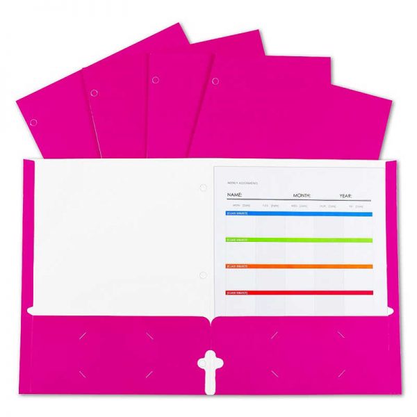 C-Line® 2-Pocket Laminated Paper Portfolios with 3-Hole Punch, Pink, Box of 25