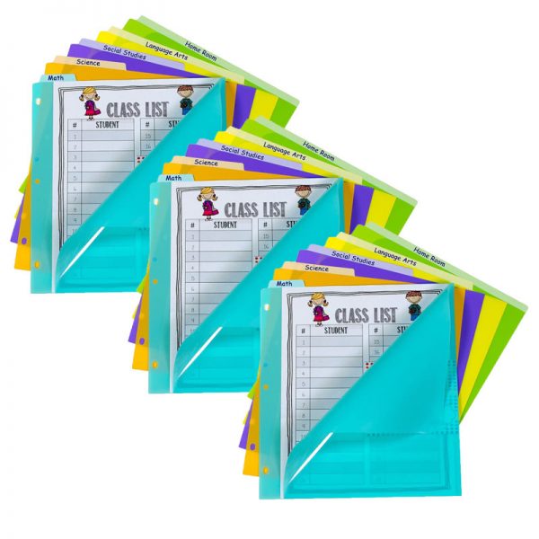 C-Line® 5-Tab Index Dividers with Vertical Tab, Bright Color Assortment, 8-1/2 x 11, 3 Sets