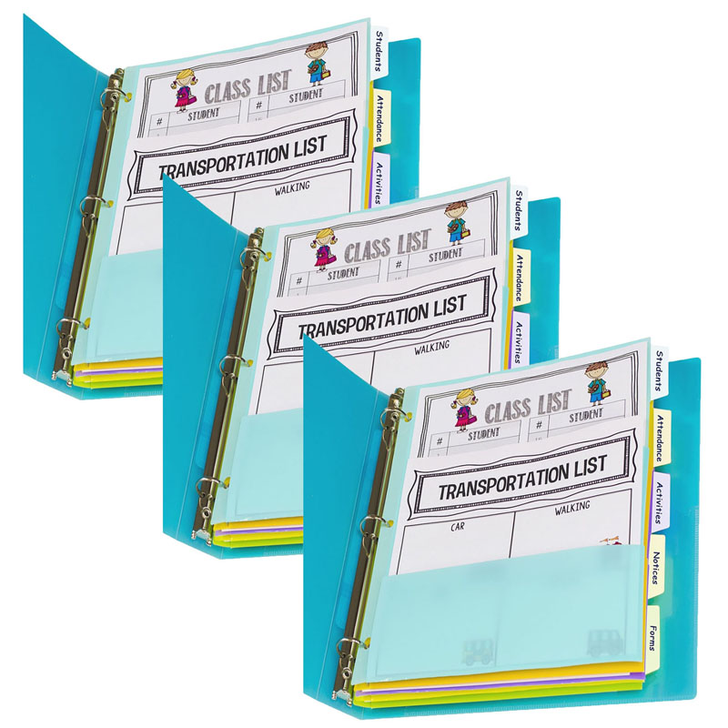 C-Line® 5-Tab Index Dividers with Multi-Pockets, Bright Color Assortment, 8-1/2 x 11, 3 Sets